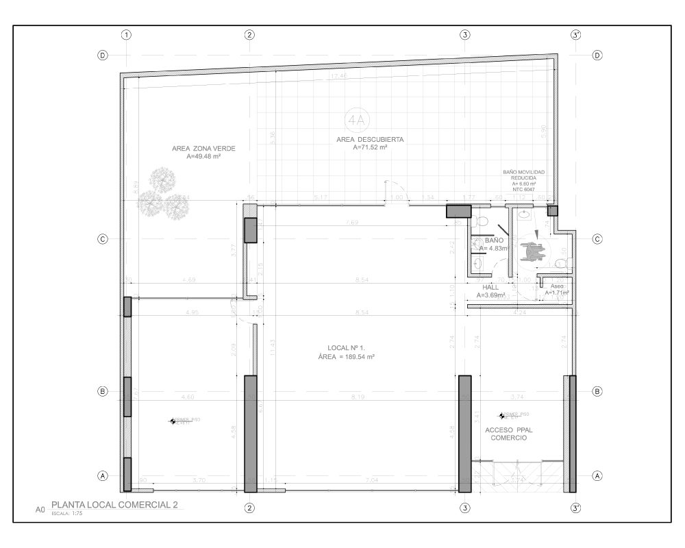 Locales Comerciales con áreas totales desde 64.72m² hasta 189.54m² en Chapinero, Bogotá – Colombia
